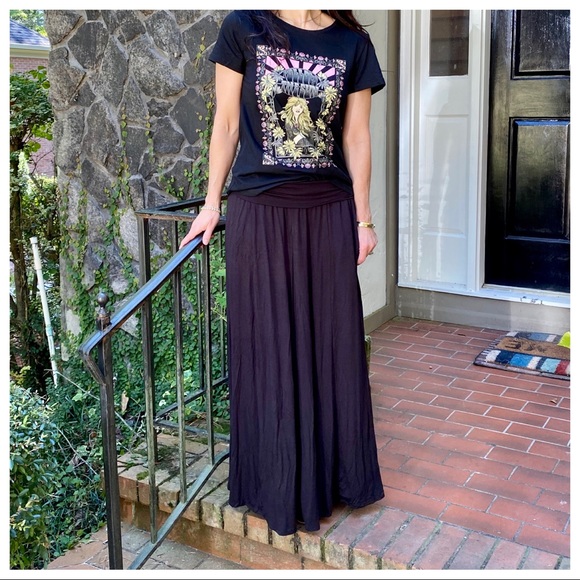 ✨LAST ONE✨Black Fold Waist Side Pockets Maxi Skirt - Picture 11 of 11